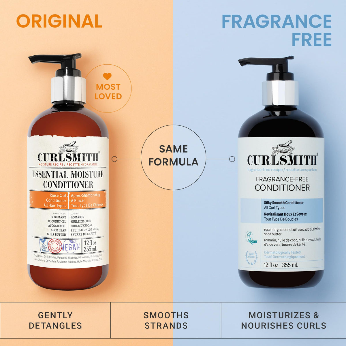 CURLSMITH applying conditioner to wet curly hair for easier detangling benefit