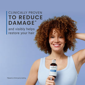 CURLSMITH hands applying salve to curls demonstrating easier detangling