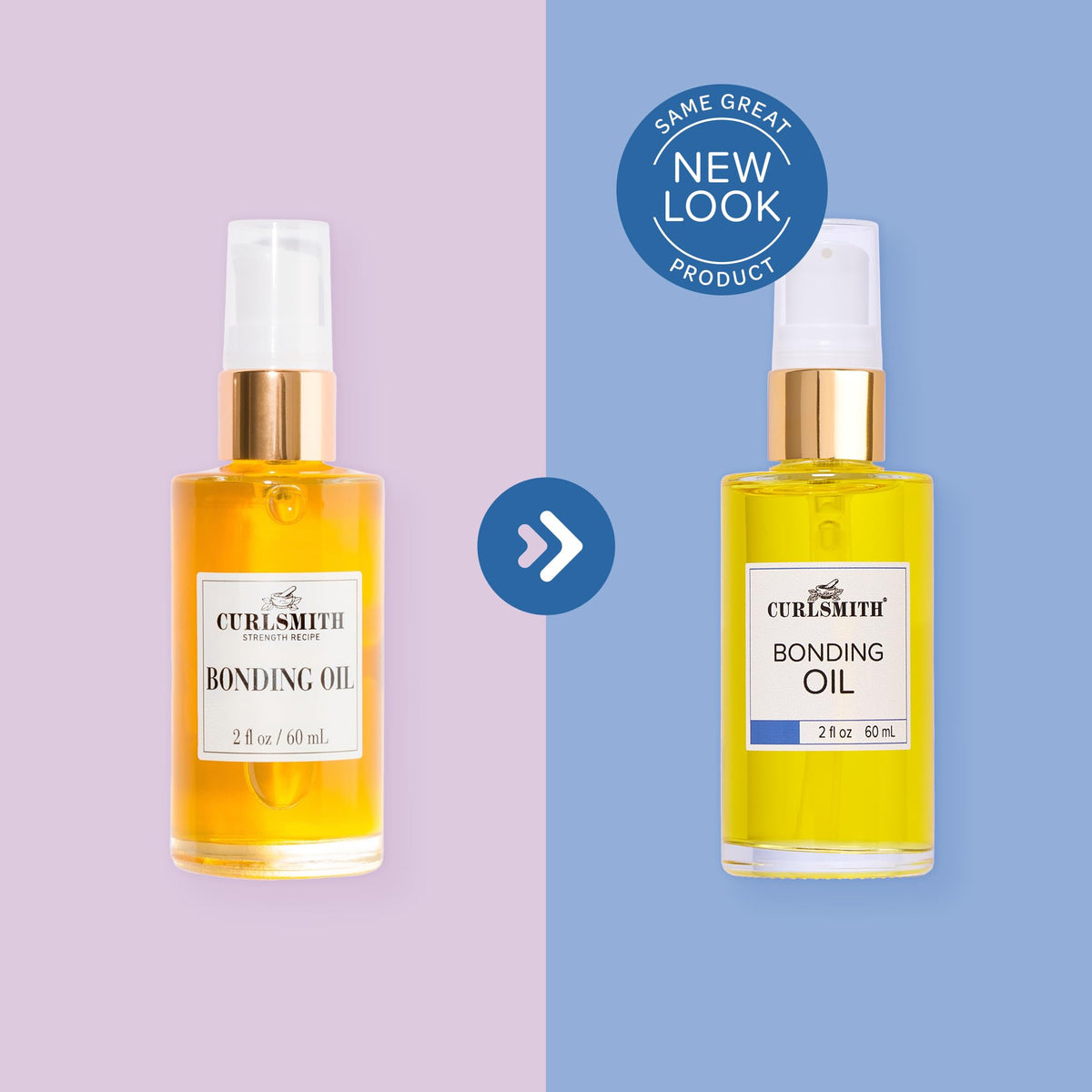CURLSMITH Bonding Oil split-ends before and after demonstrating smoother tips