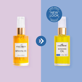 CURLSMITH Bonding Oil split-ends before and after demonstrating smoother tips