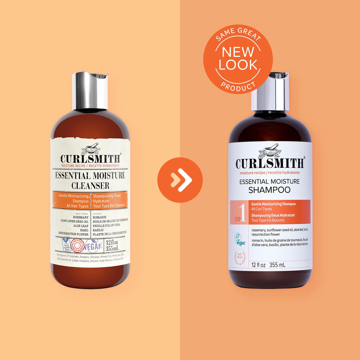 CURLSMITH bottle held in hand showing 12 oz size and portability benefit