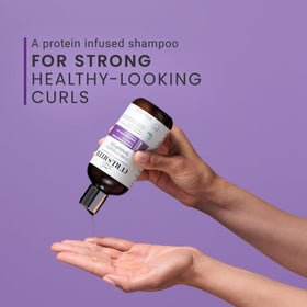 CURLSMITH pump dispensing product into hand for convenient use benefit