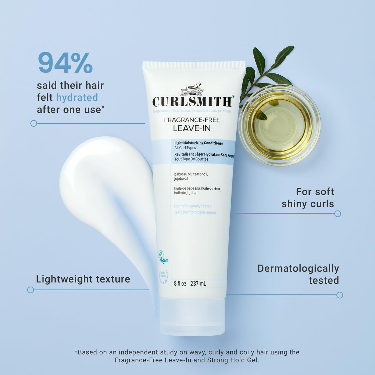 CURLSMITH close-up cream texture indicating lightweight hydration and smoothness