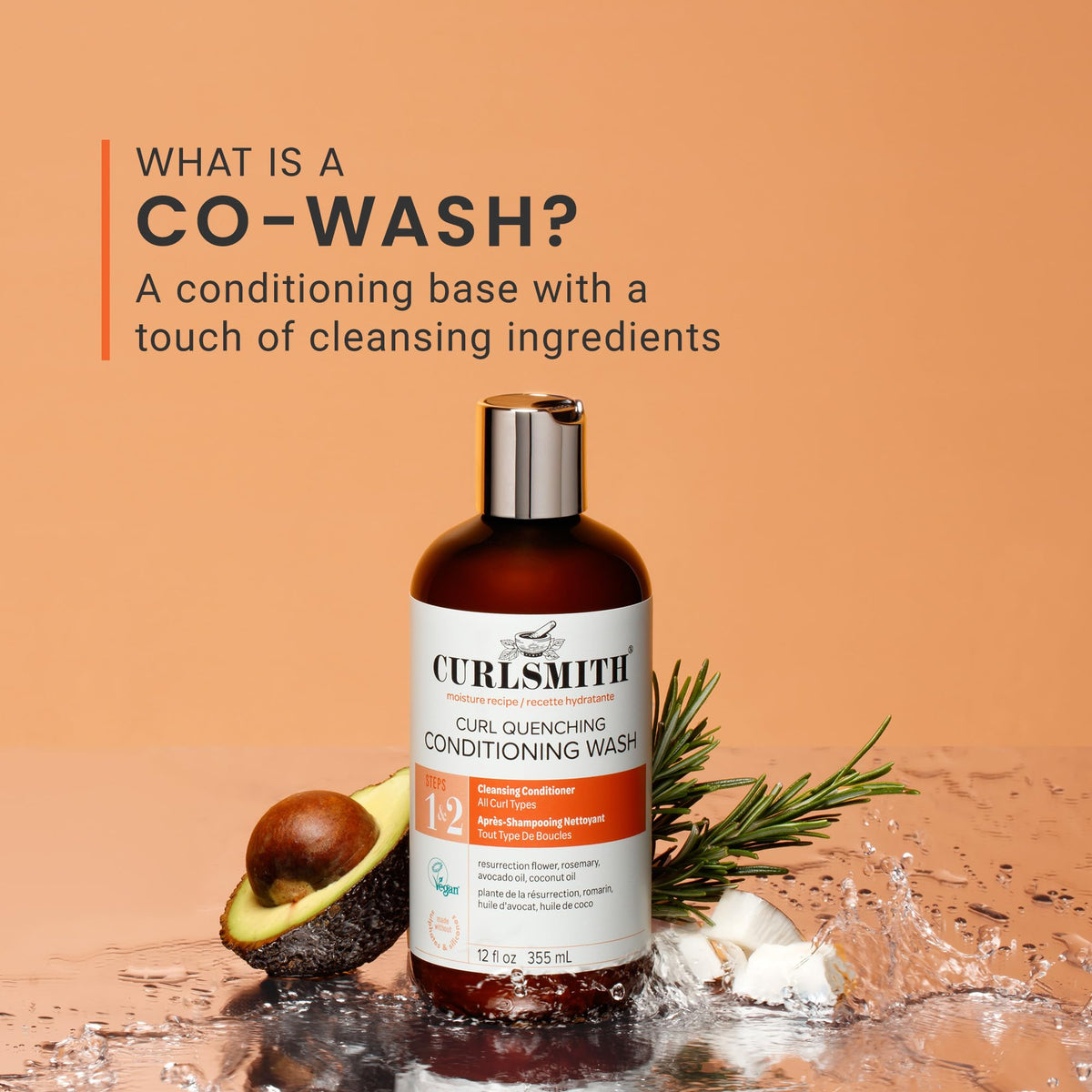 CURLSMITH in-shower use rinsing curls for gentle cleansing benefit