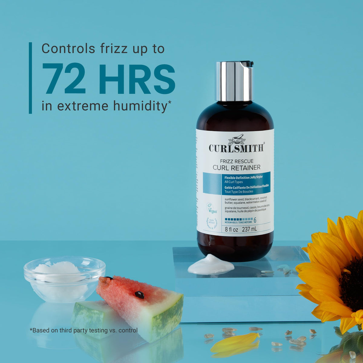 CURLSMITH styling with a diffuser showing defined curls and frizz control