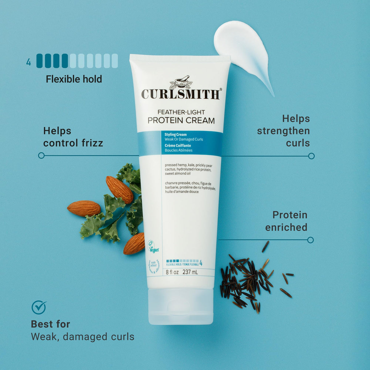 CURLSMITH cream texture close-up demonstrating lightweight spreadability