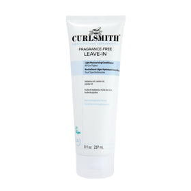 CURLSMITH front packaging showing fragrance-free leave-in bottle and label benefit