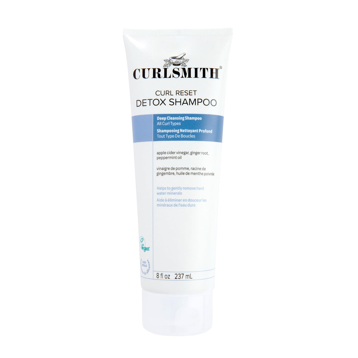 CURLSMITH front packaging shows 8 oz detox shampoo for clean curls