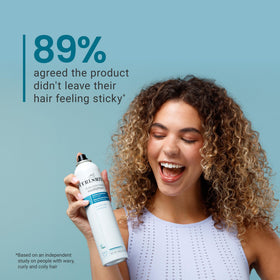 CURLSMITH hairspray used during styling to lock curls and maintain soft touch