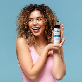 CURLSMITH hyaluronic acid and green tea ingredients highlighted for hydration