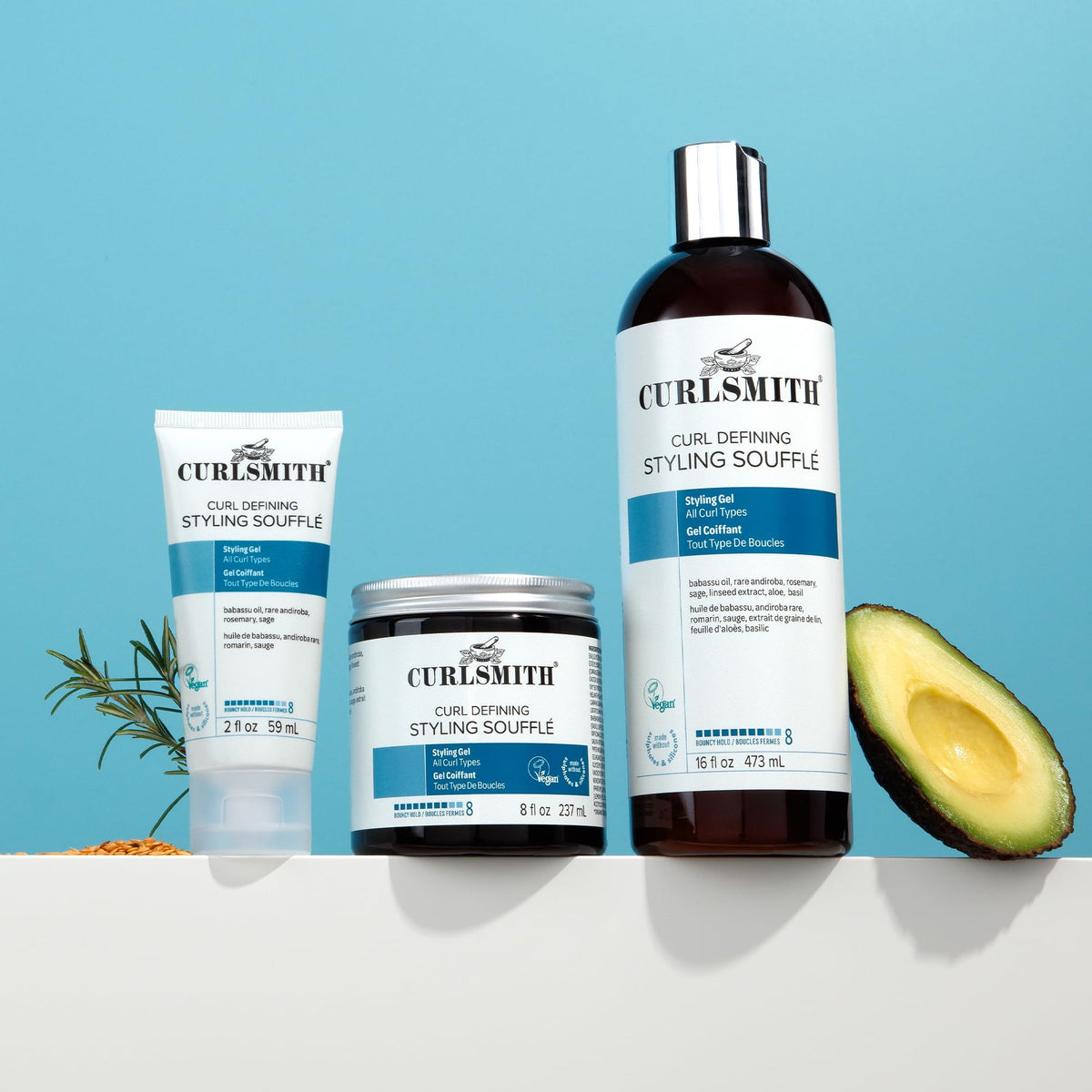 CURLSMITH label with Vegan Trademark and Leaping Bunny certification