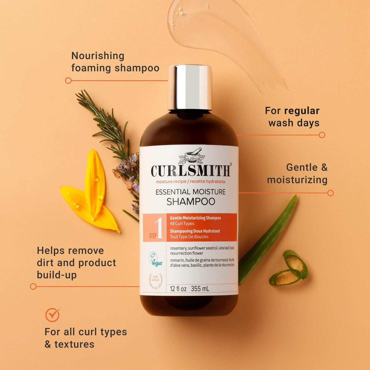 CURLSMITH Weightless Air Dry Cream applied to damp curls demonstrating lightweight hydration