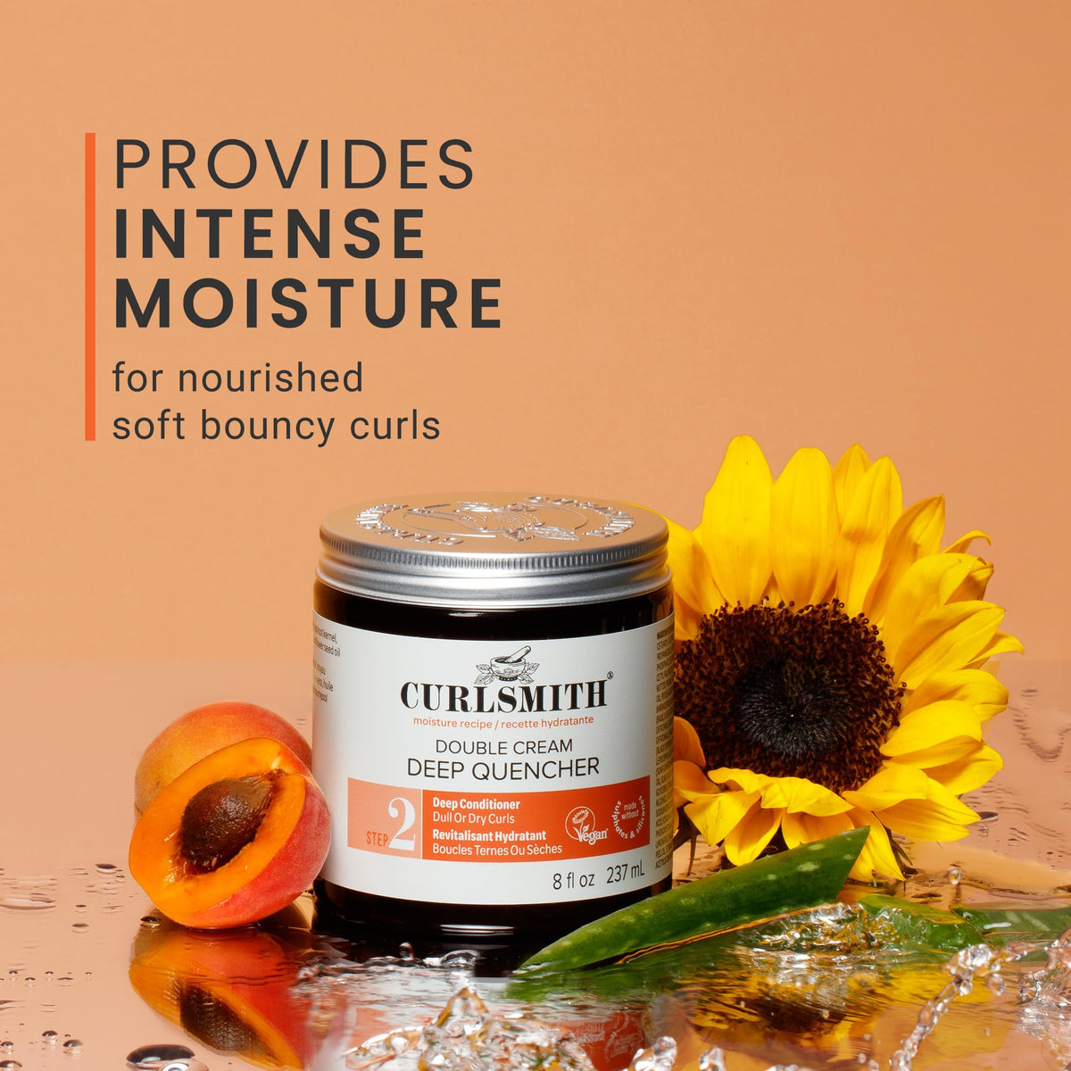 CURLSMITH mask applied to damp curls demonstrating detangling and slip benefits