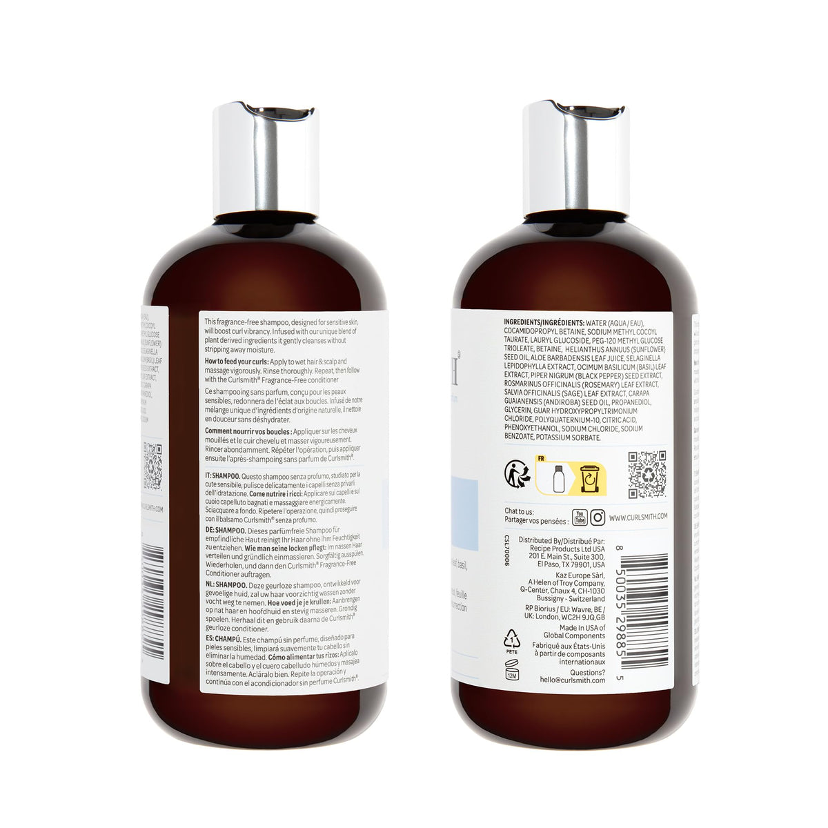 CURLSMITH back label close-up showing directions and gentle formulation