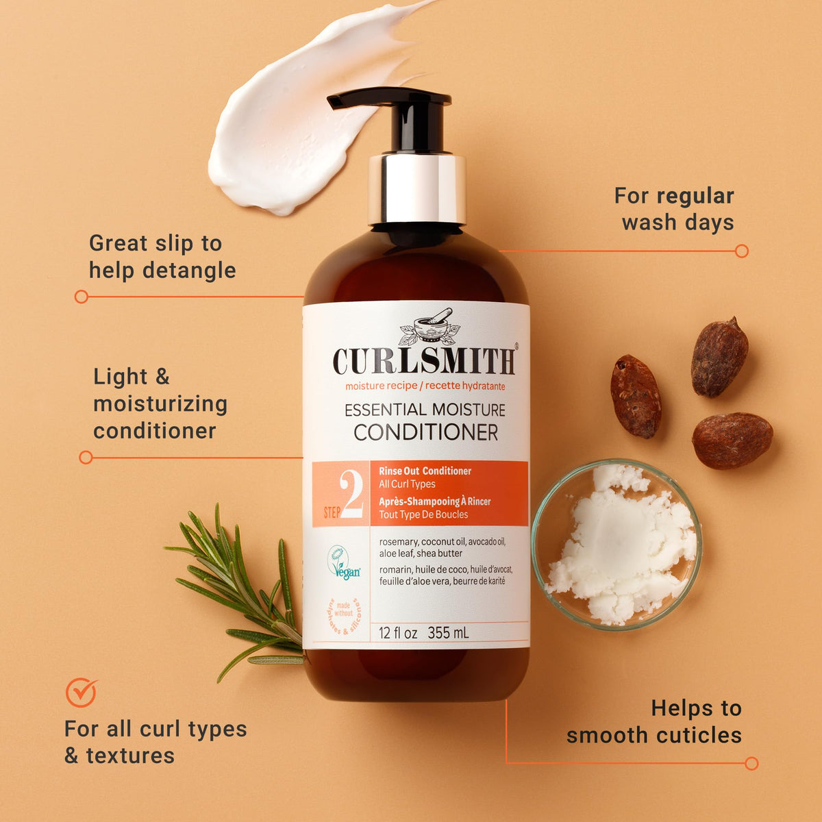 CURLSMITH Curl Defining Styling Soufflé in hand showing custard texture for flexible hold