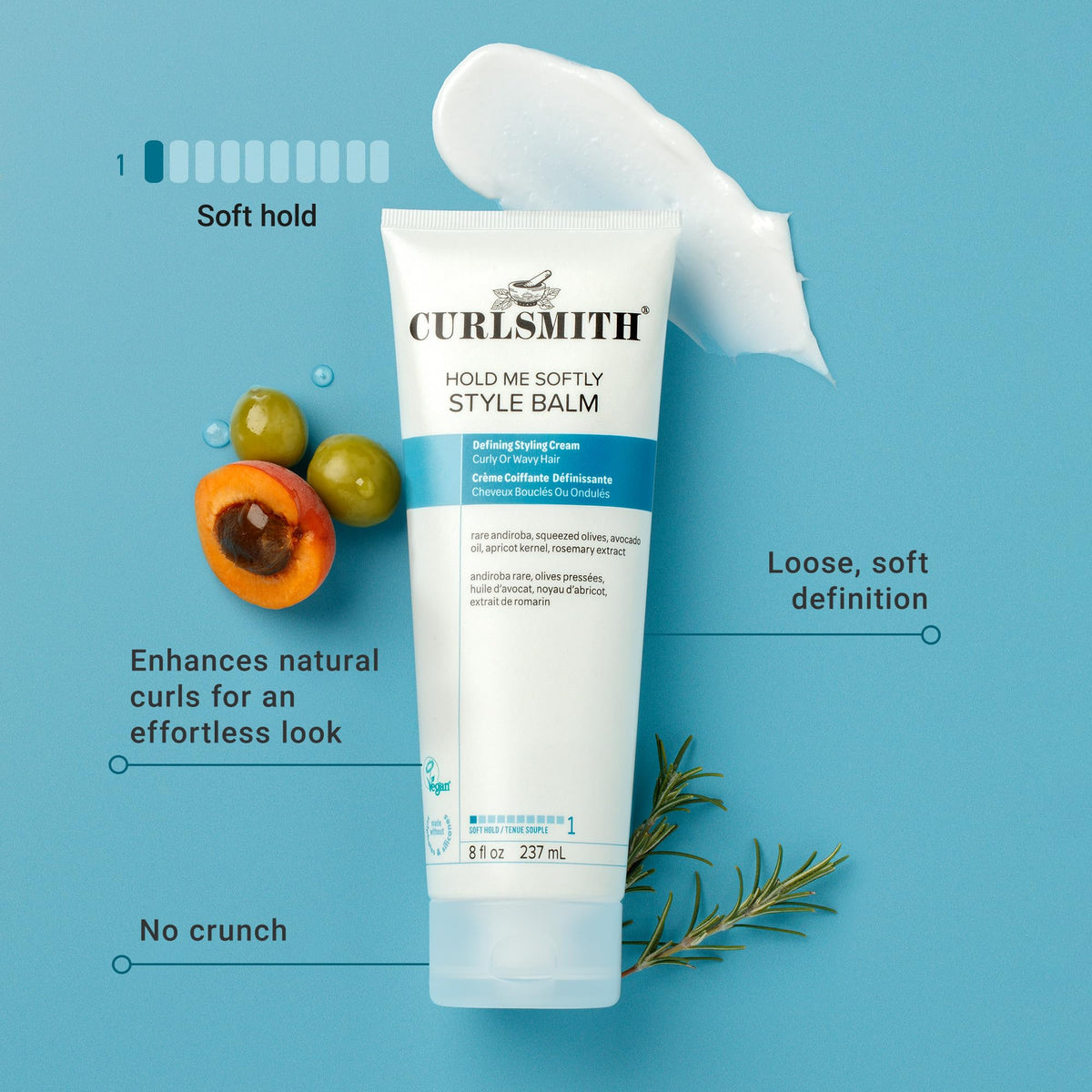 Curlsmith cream texture close-up demonstrating lightweight absorption