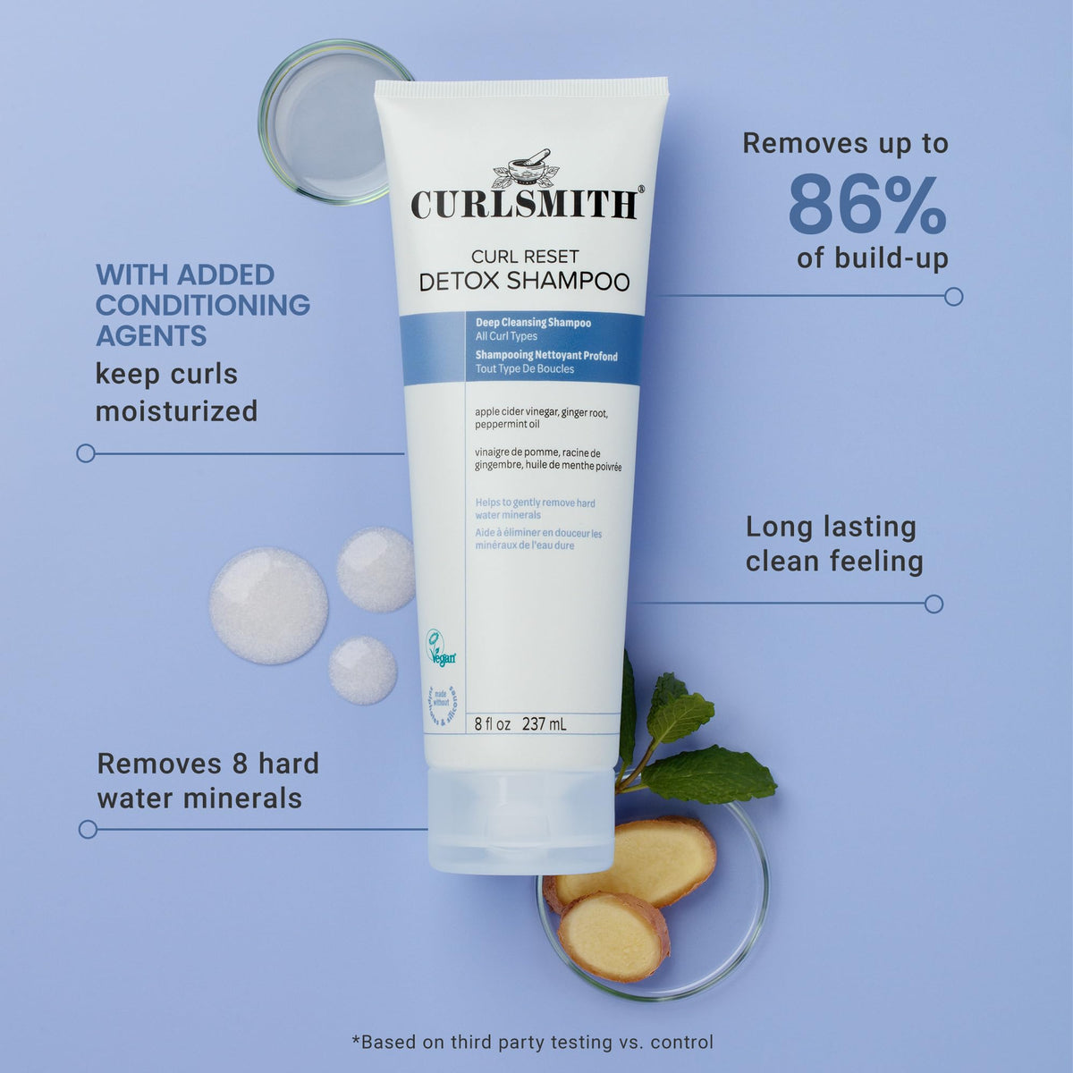 CURLSMITH creamy foam texture close-up demonstrating gentle lather