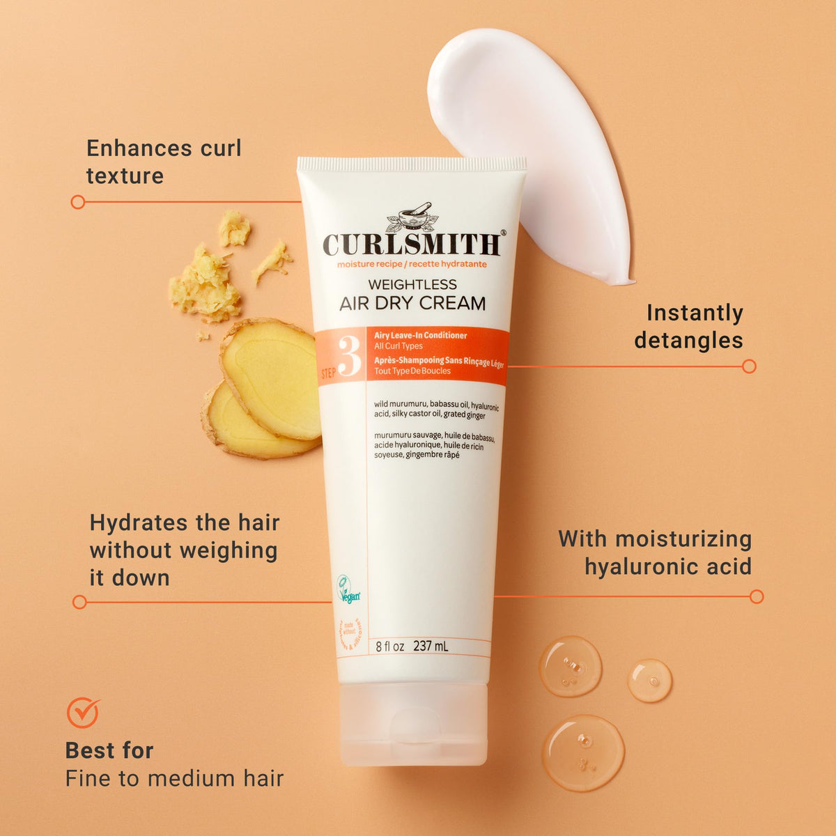 CURLSMITH travel kit flatlay with travel essentials showing portability for trips