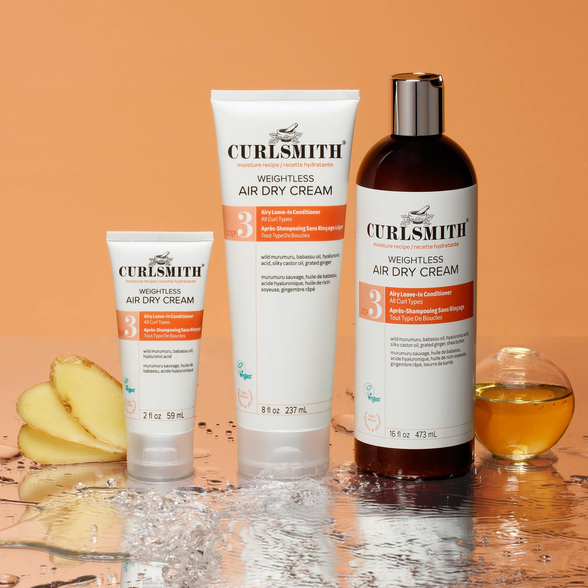 CURLSMITH air-dried defined curls showing frizz-control and softness benefit
