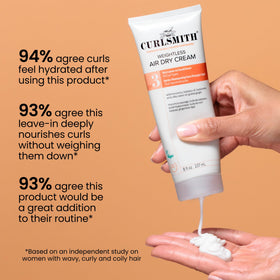 CURLSMITH product in hand for scale showing generous 16 oz size benefit