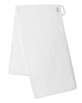 Curly Girl towel wrapped on user in bathroom demonstrating faster drying benefit