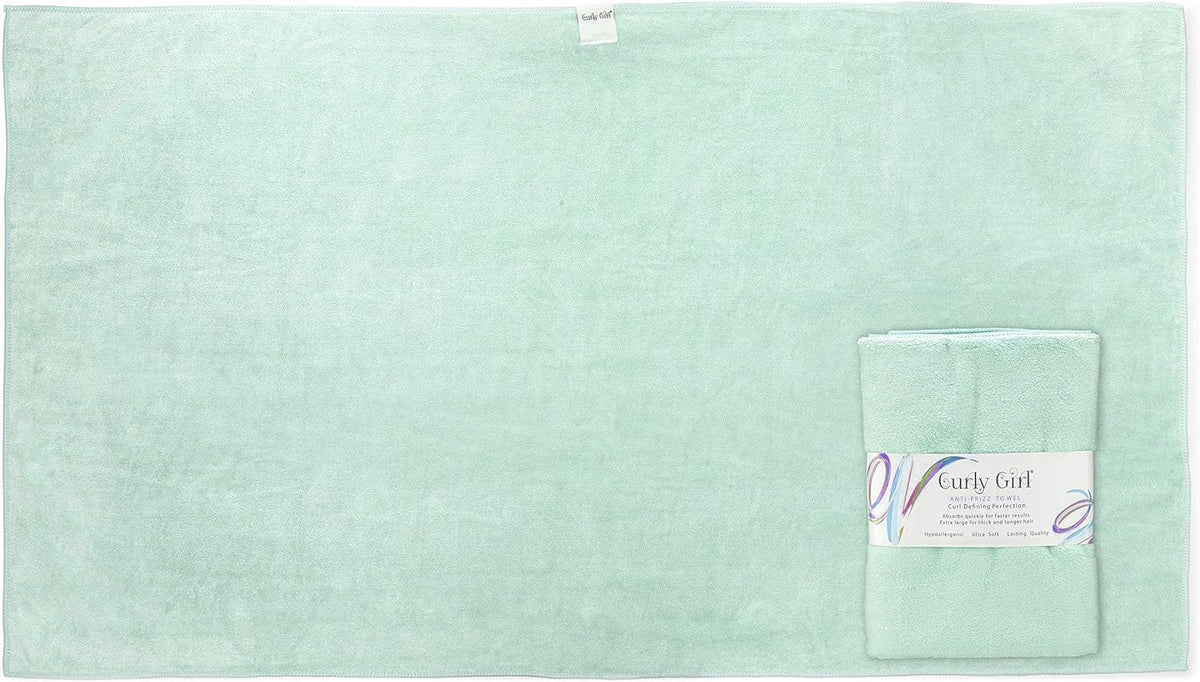 Curly Girl towel in bathroom lifestyle scene, stylish curly-care benefit