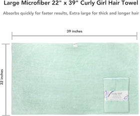 Curly Girl towel held in hand to show scale, oversized coverage benefit