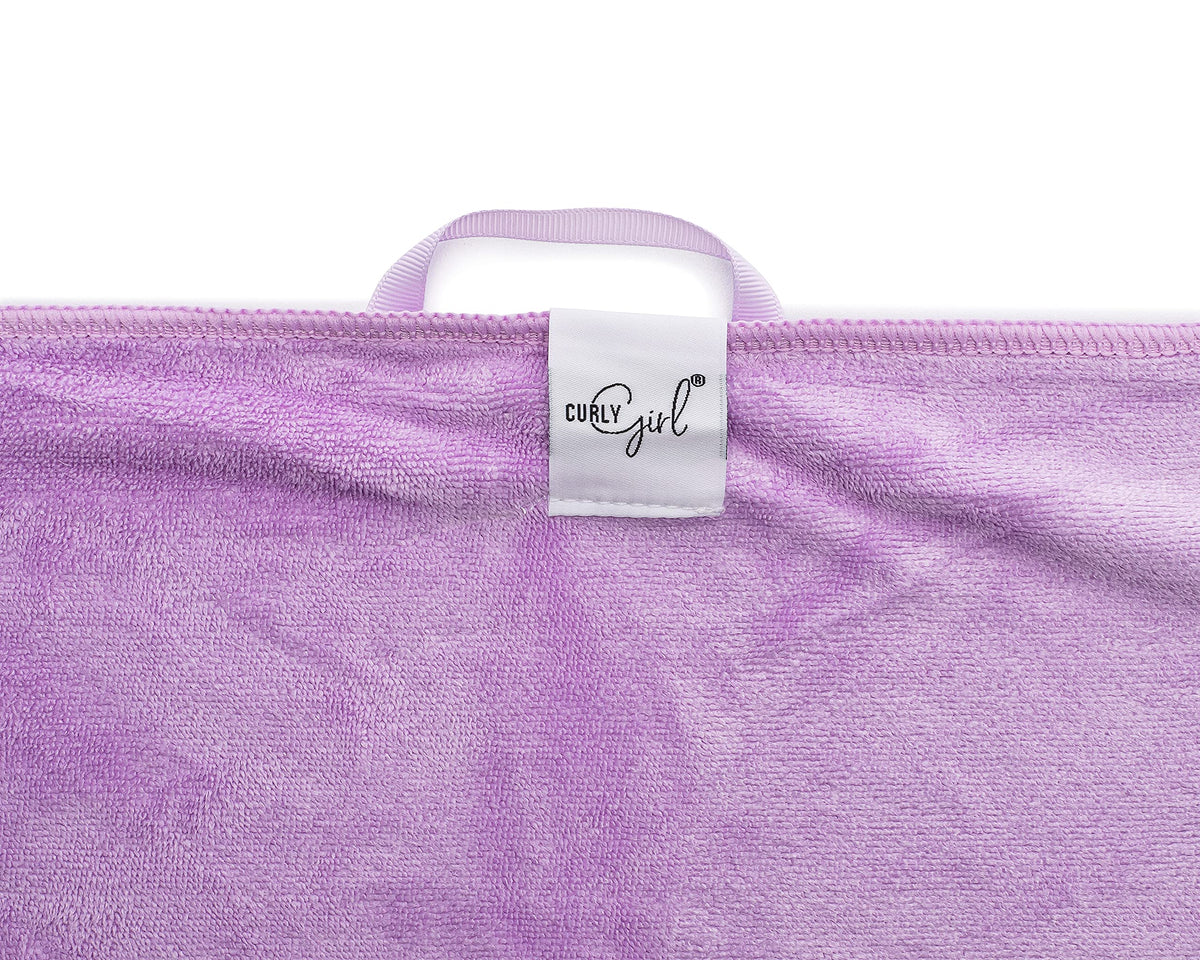 Curly Girl towel size comparison with hands to show coverage