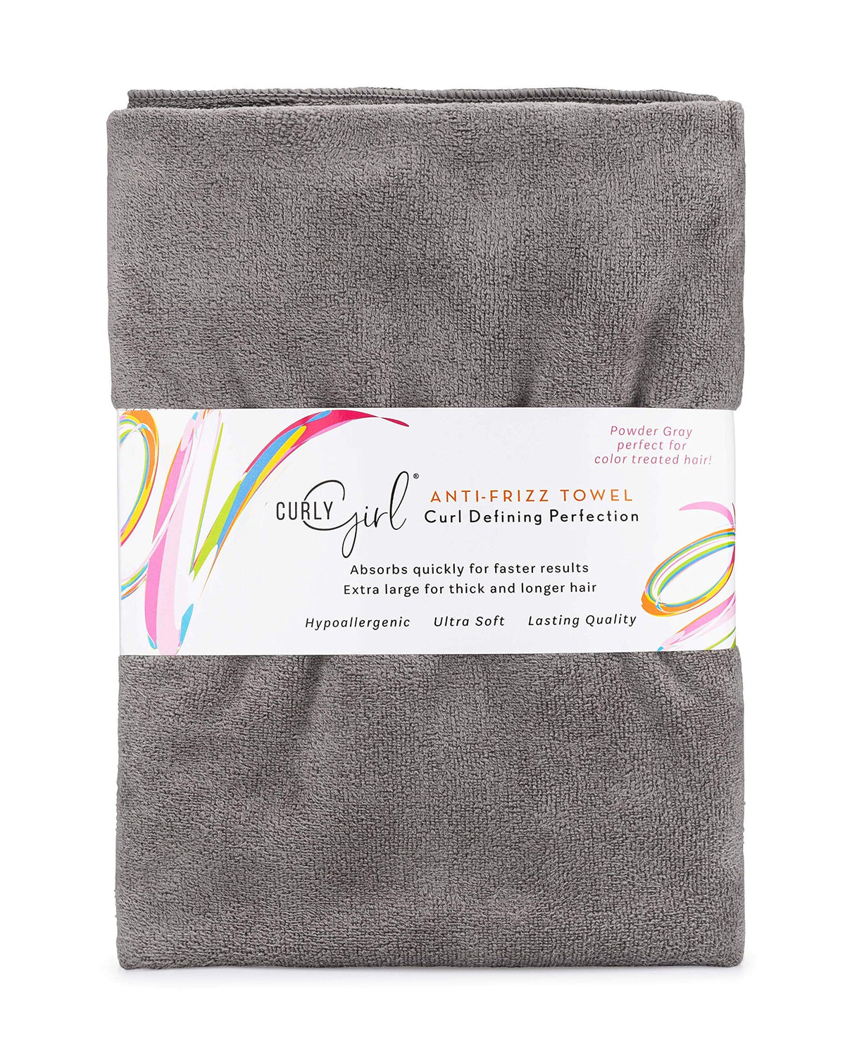 Curly Girl towel front folded showing compact packaging and practical size benefit