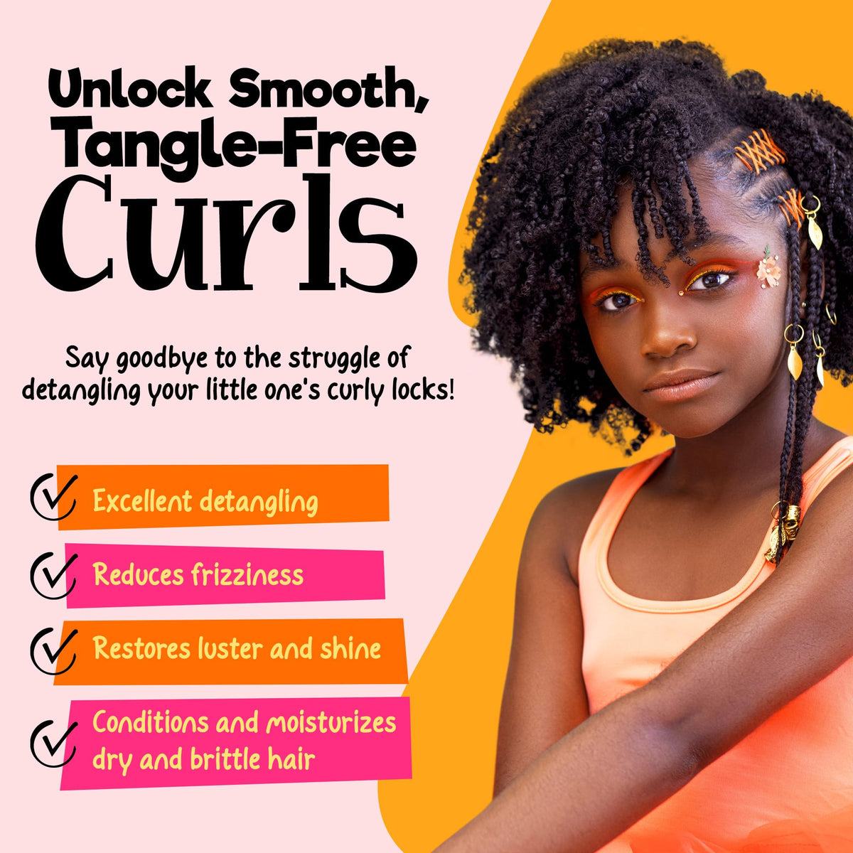 CurlyKids detangler spray bottle close-up demonstrating easy application