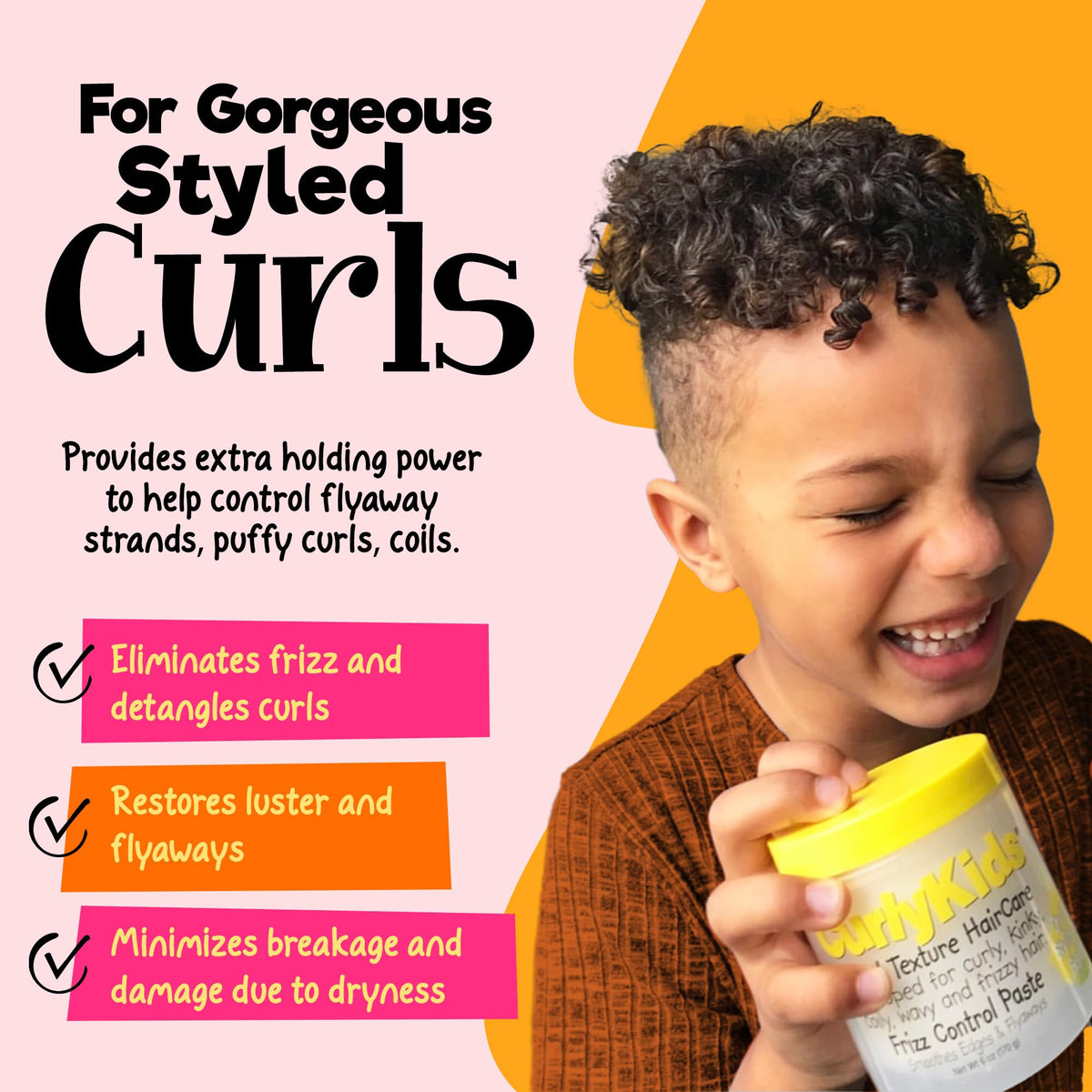 CurlyKids paste texture close-up demonstrating creamy, spreadable moisture