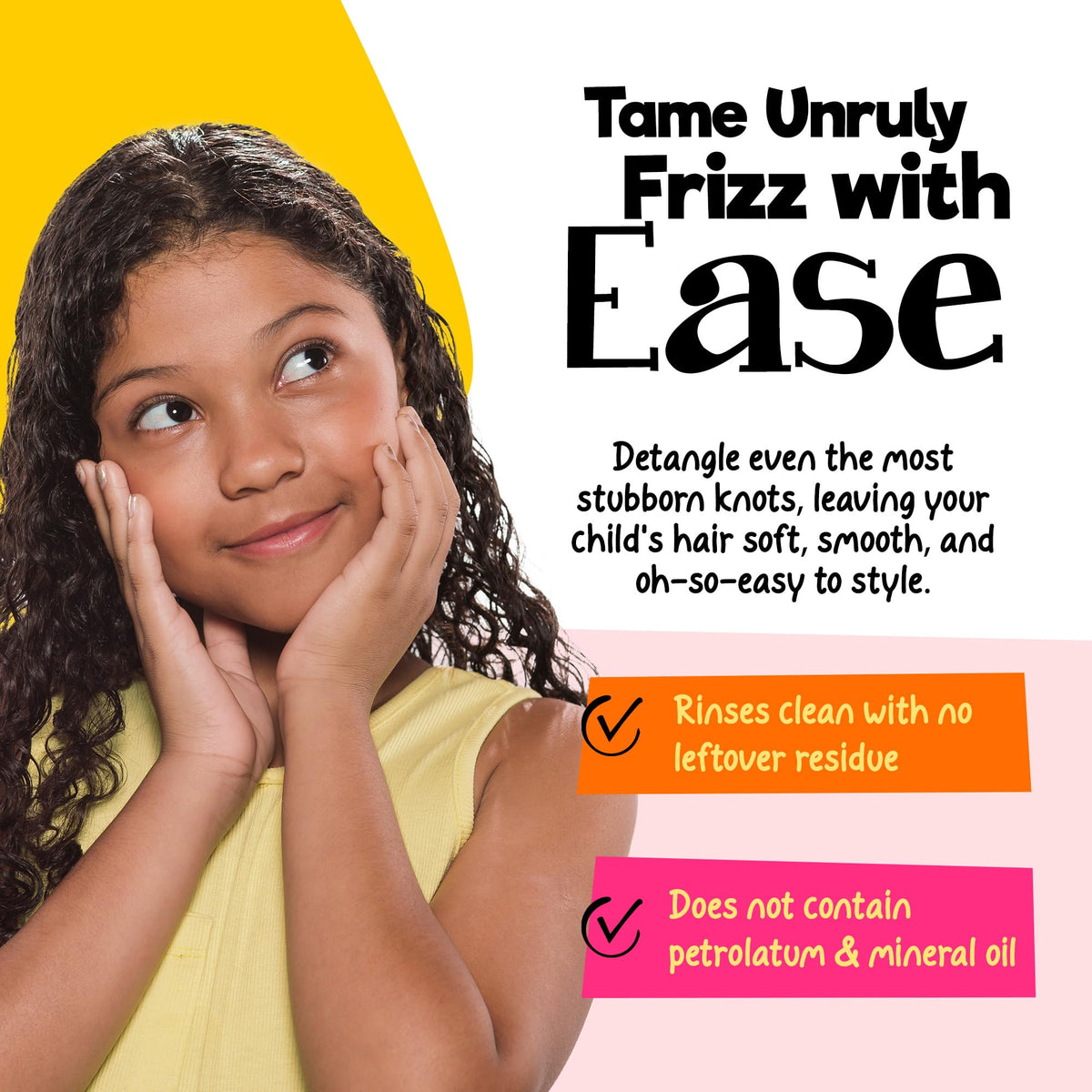CurlyKids before-and-after edge smoothing showing reduced frizz