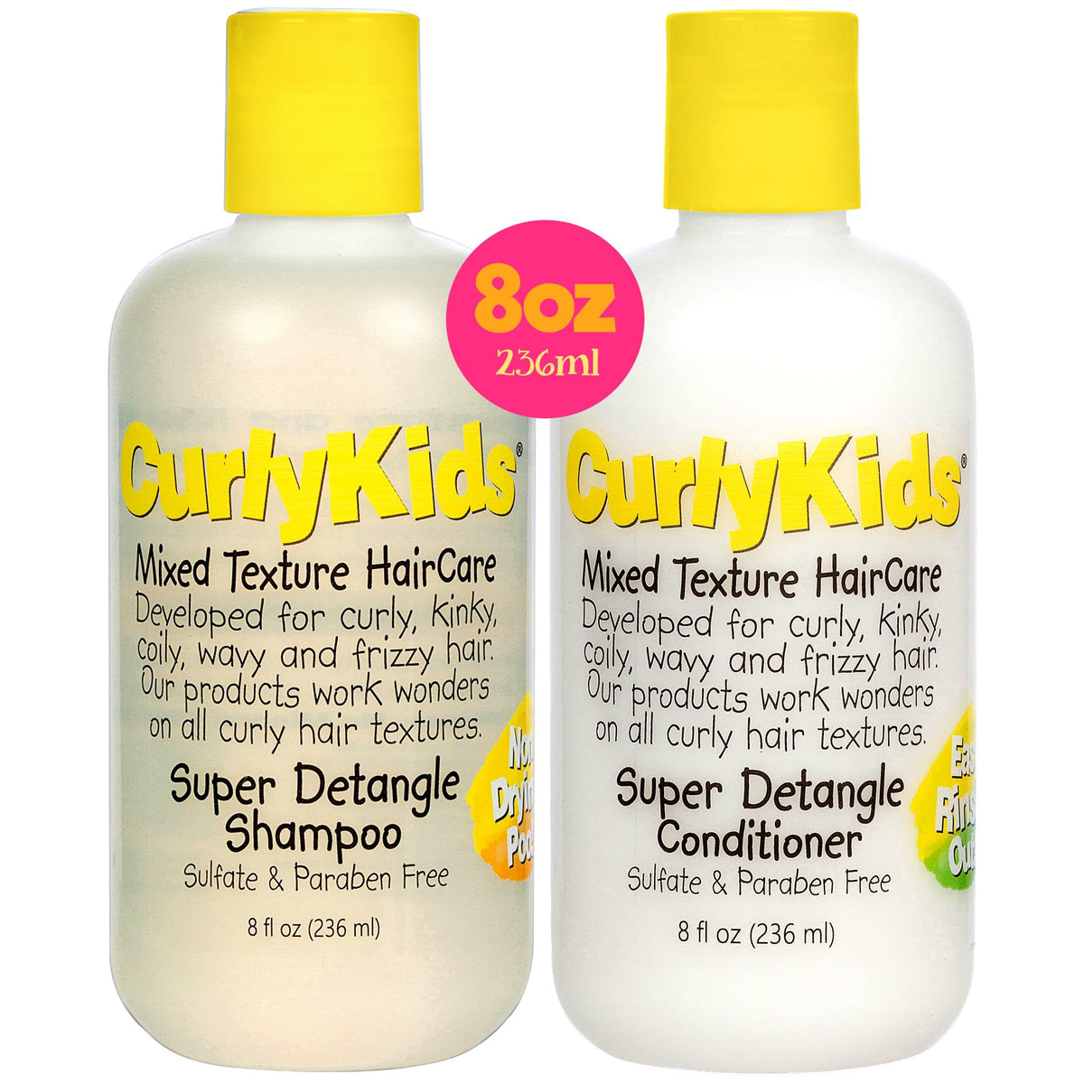CurlyKids front packaging duo showing both bottles and benefits