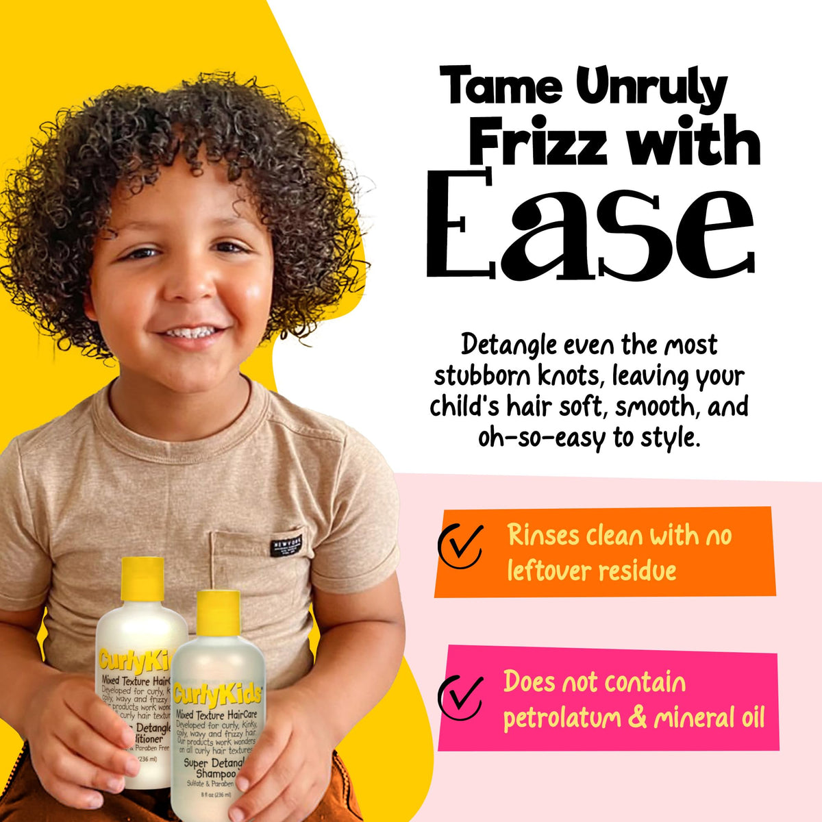 CurlyKids wet hair detangling demonstration reducing breakage