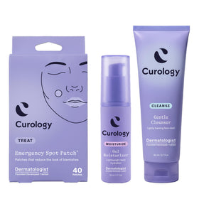 Curology bundle front packaging showing all three products and benefits