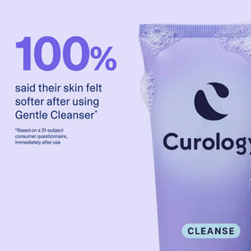 Curology cleanser pouring foam in hand to show mild, non-stripping cleanse