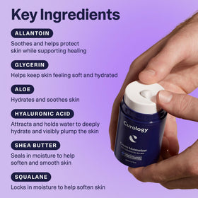 Curology cream applied on hand to show absorbency and smooth, moisturized skin