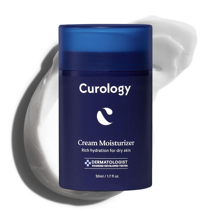 Curology front packaging showing clean jar, clear product identity and benefits