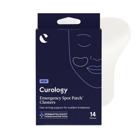 Curology front packaging showing product box, clear branding and count benefit