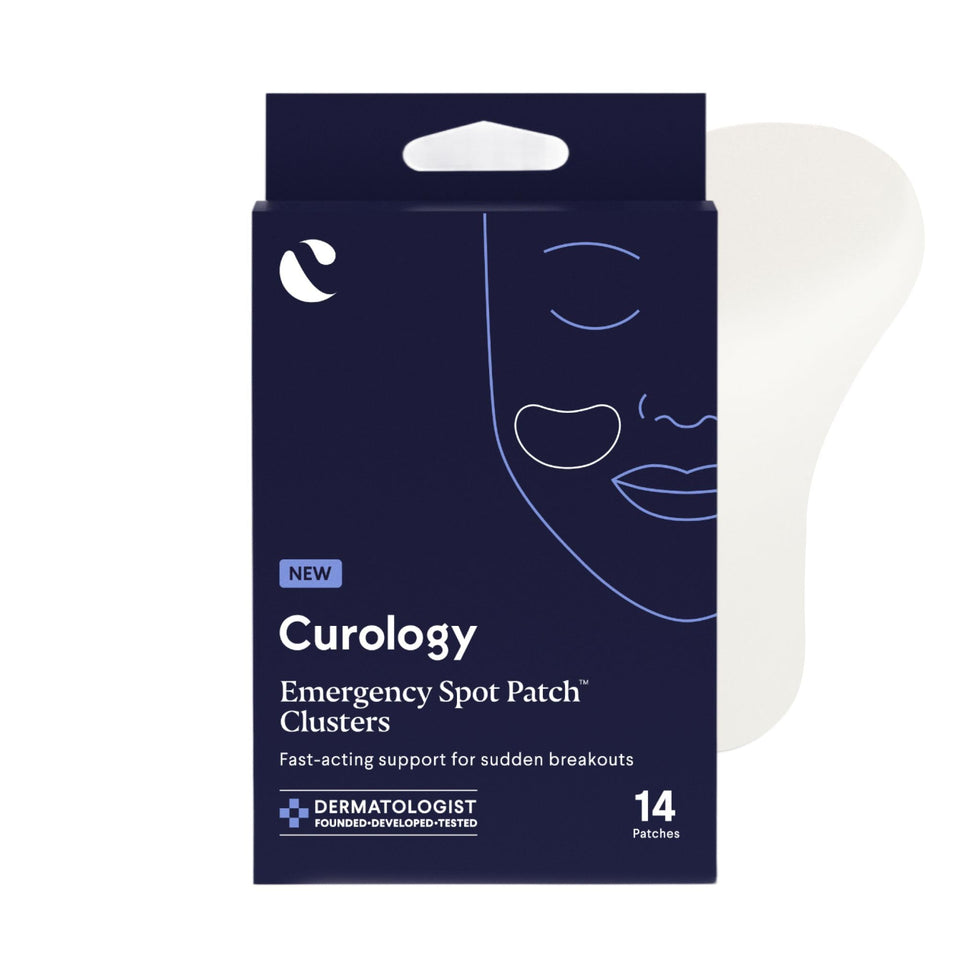 Curology front packaging showing product box, clear branding and count benefit