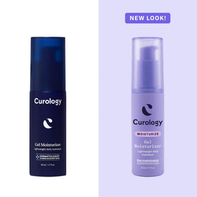 Curology label close-up showing ingredients and gentle formulation benefit
