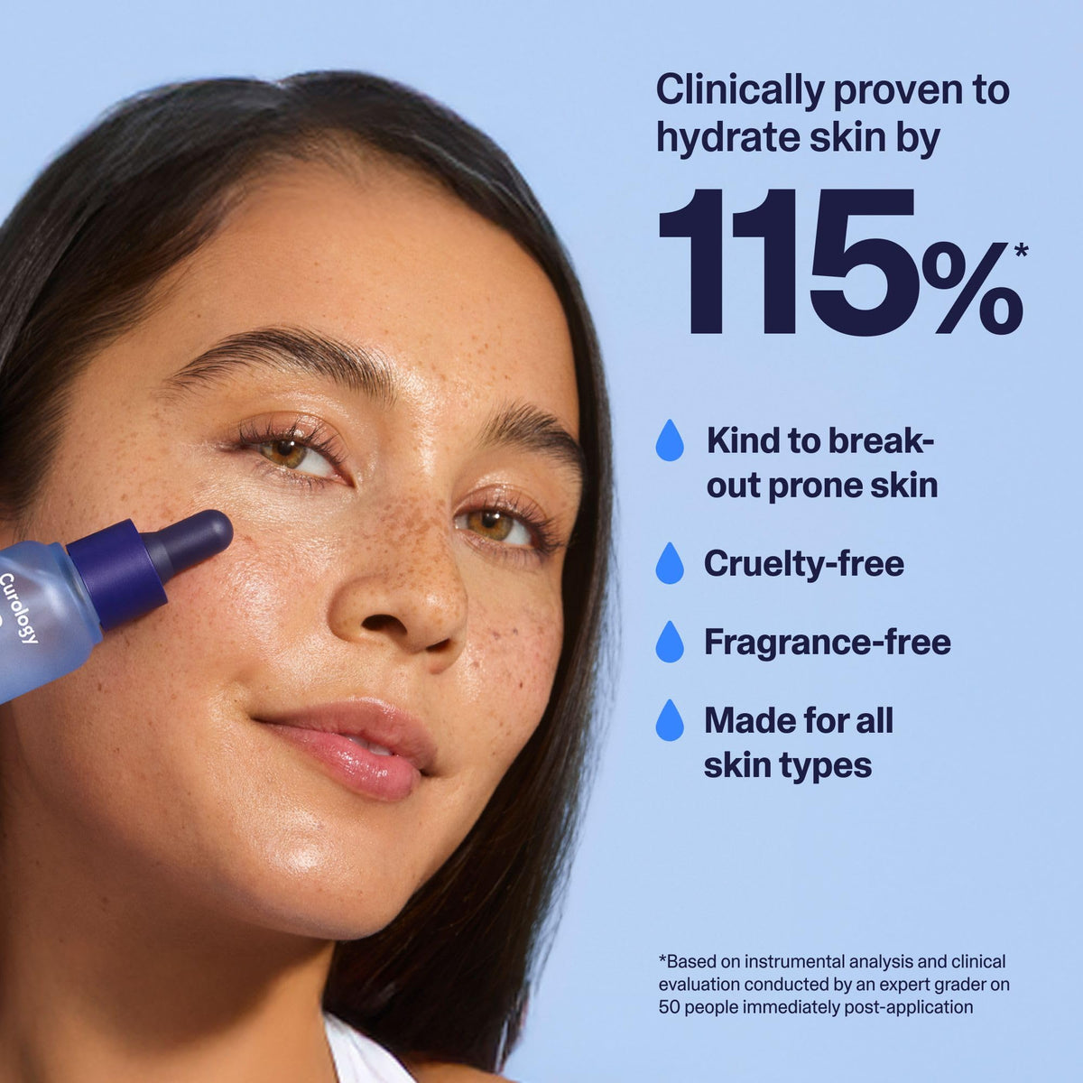 Curology ingredient label detail emphasizing hyaluronic acid-5 complex benefits