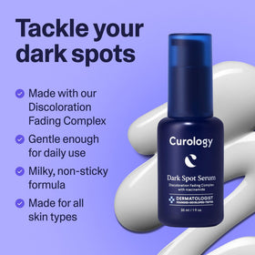 Curology pump dispensing serum onto hand, demonstrates easy application benefit