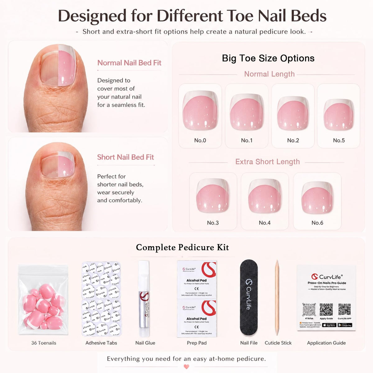 CurvLife accessories with file glue and cuticle stick for easy application benefit
