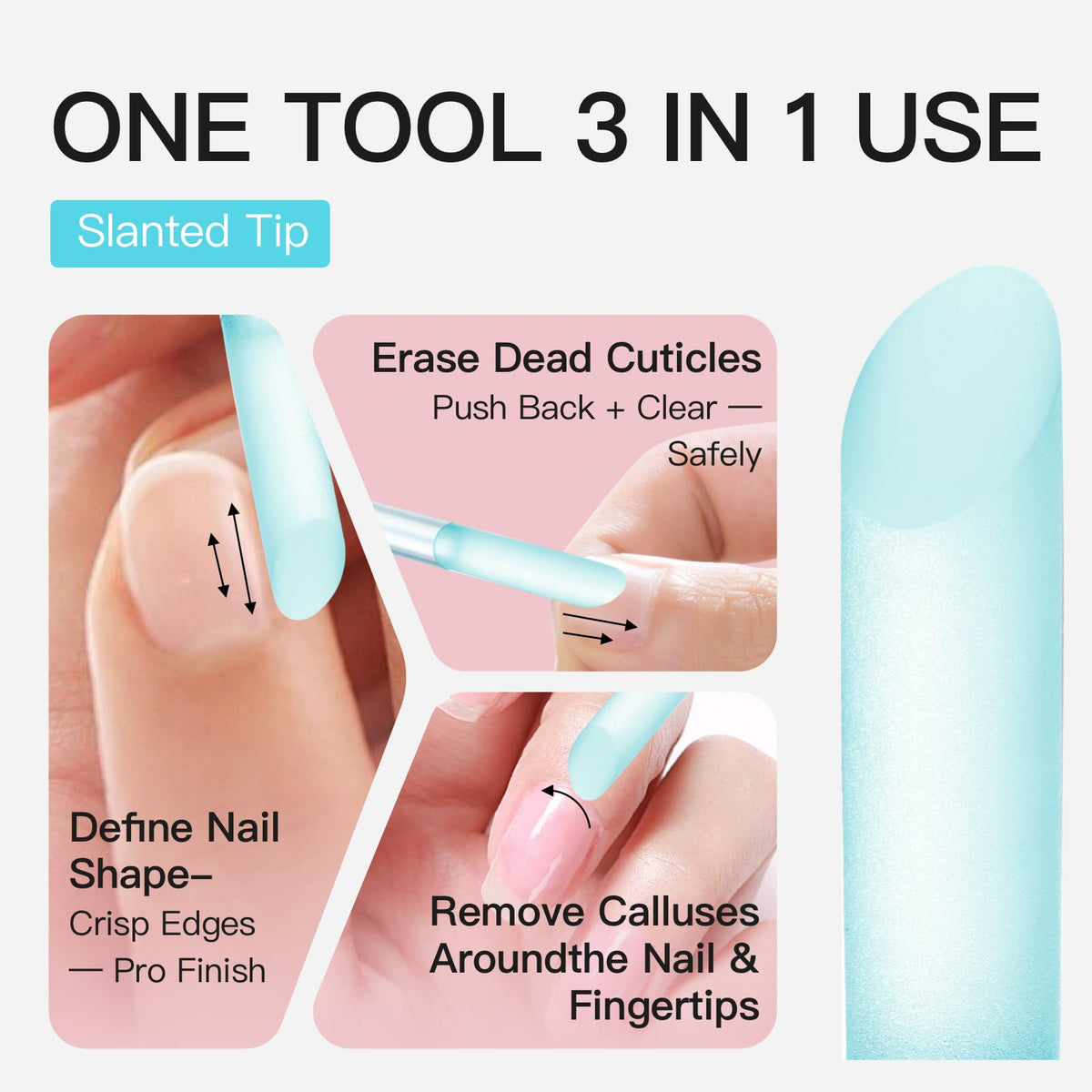 CurvLife glass cuticle pusher used to prep nail beds for stronger adhesion