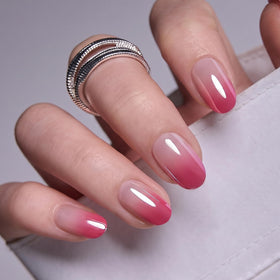 CurvLife dew blush close-up of nail surface highlighting salon-quality shine