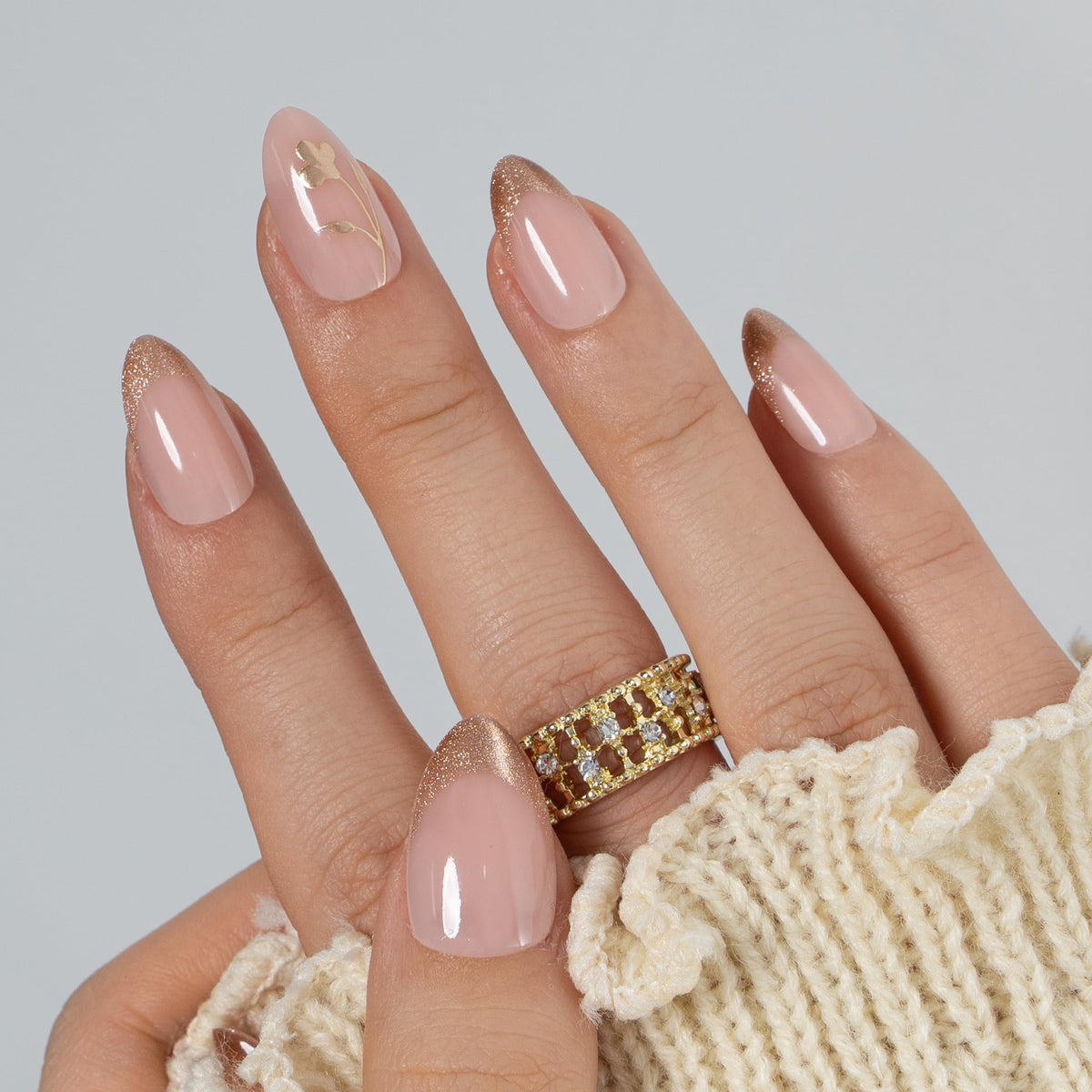 CurvLife close-up of soft gel almond nail texture and fit