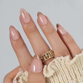 CurvLife close-up of soft gel almond nail texture and fit