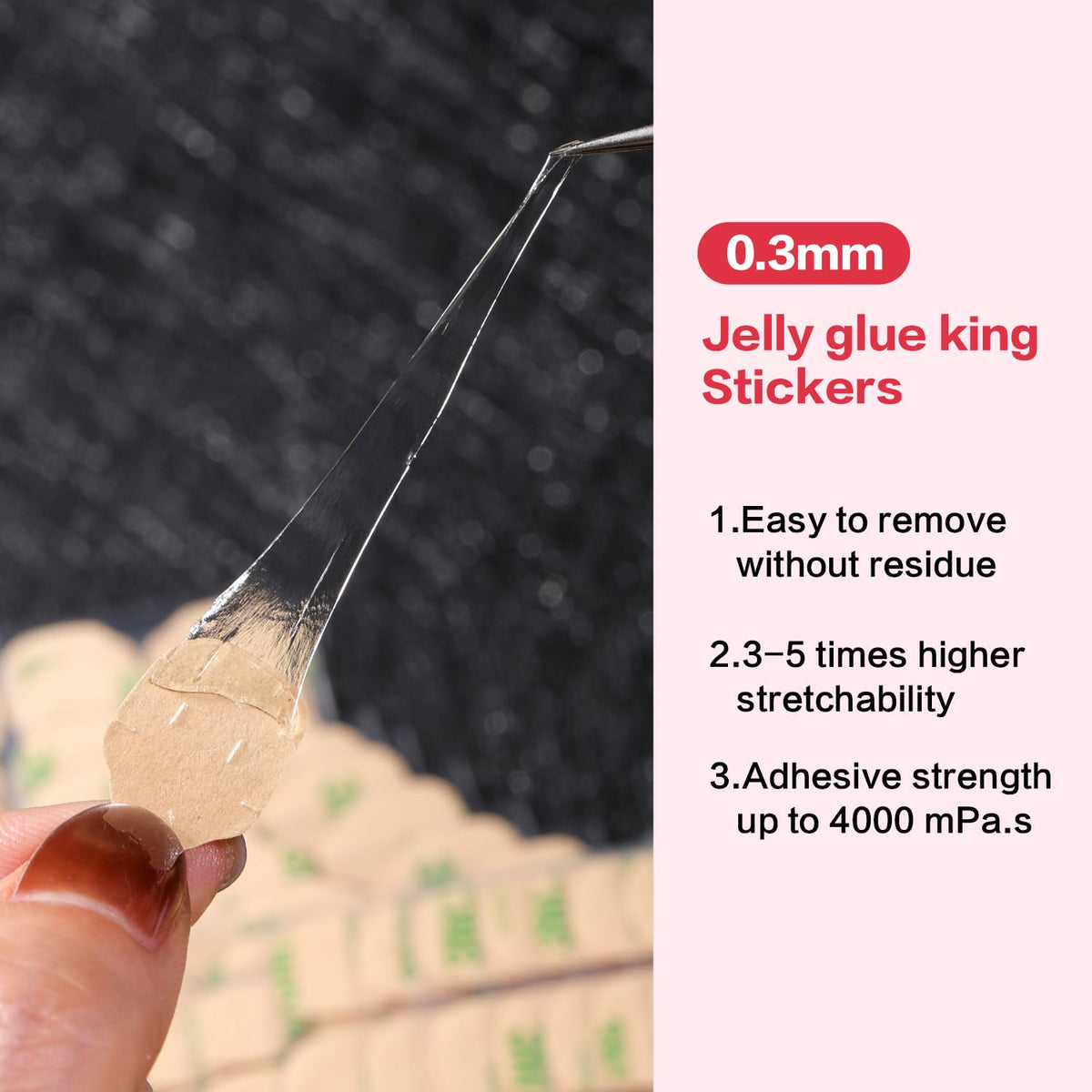 CurvLife close-up of jelly tab texture highlighting thin flexible high-polymer adhesive