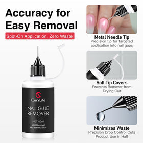 CurvLife wooden stick applicator pictured for pinpoint glue removal and precise control